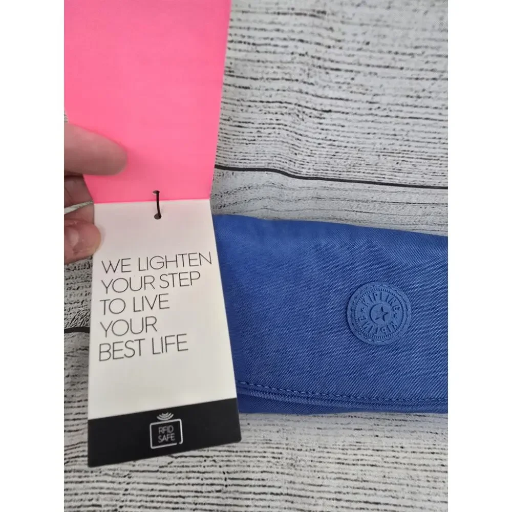 Kipling Money Land Snap Wallet RIFID Havana Blue